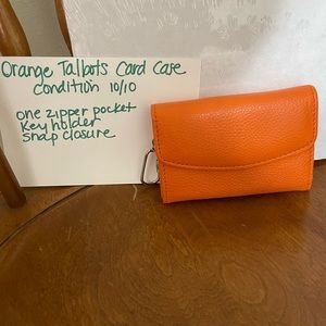 Talbots orange card case key ring